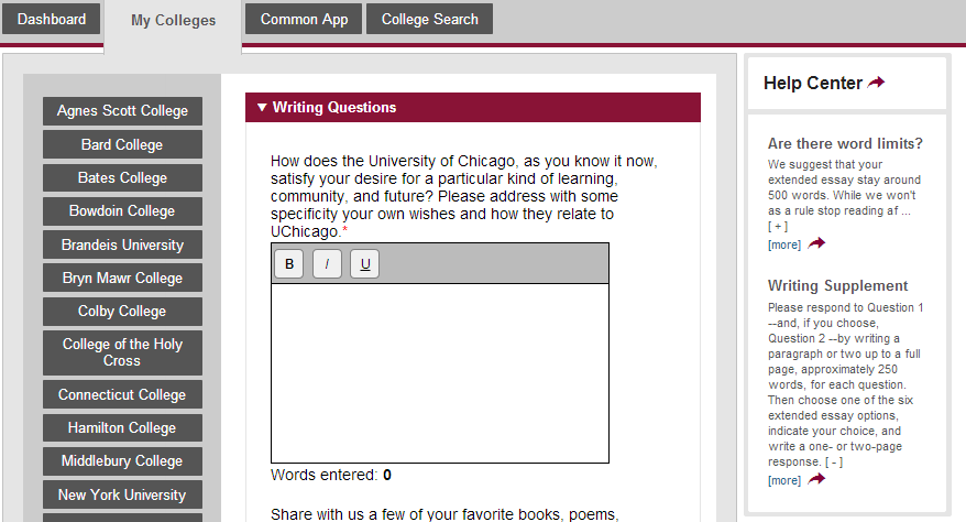 New Common Application Essay Help