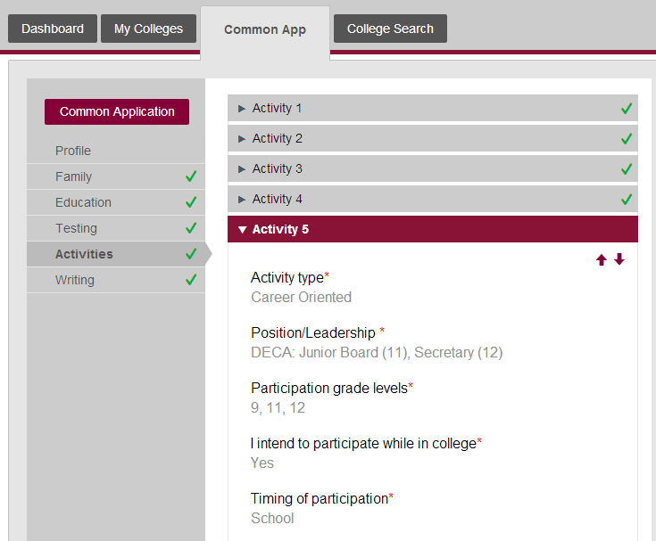 Common App Examples