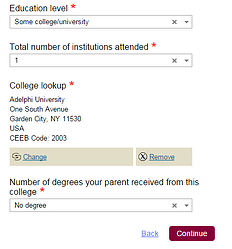 parent education common app