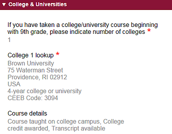 Common App Colleges and Universities