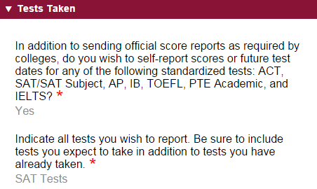 Testing Page Common App